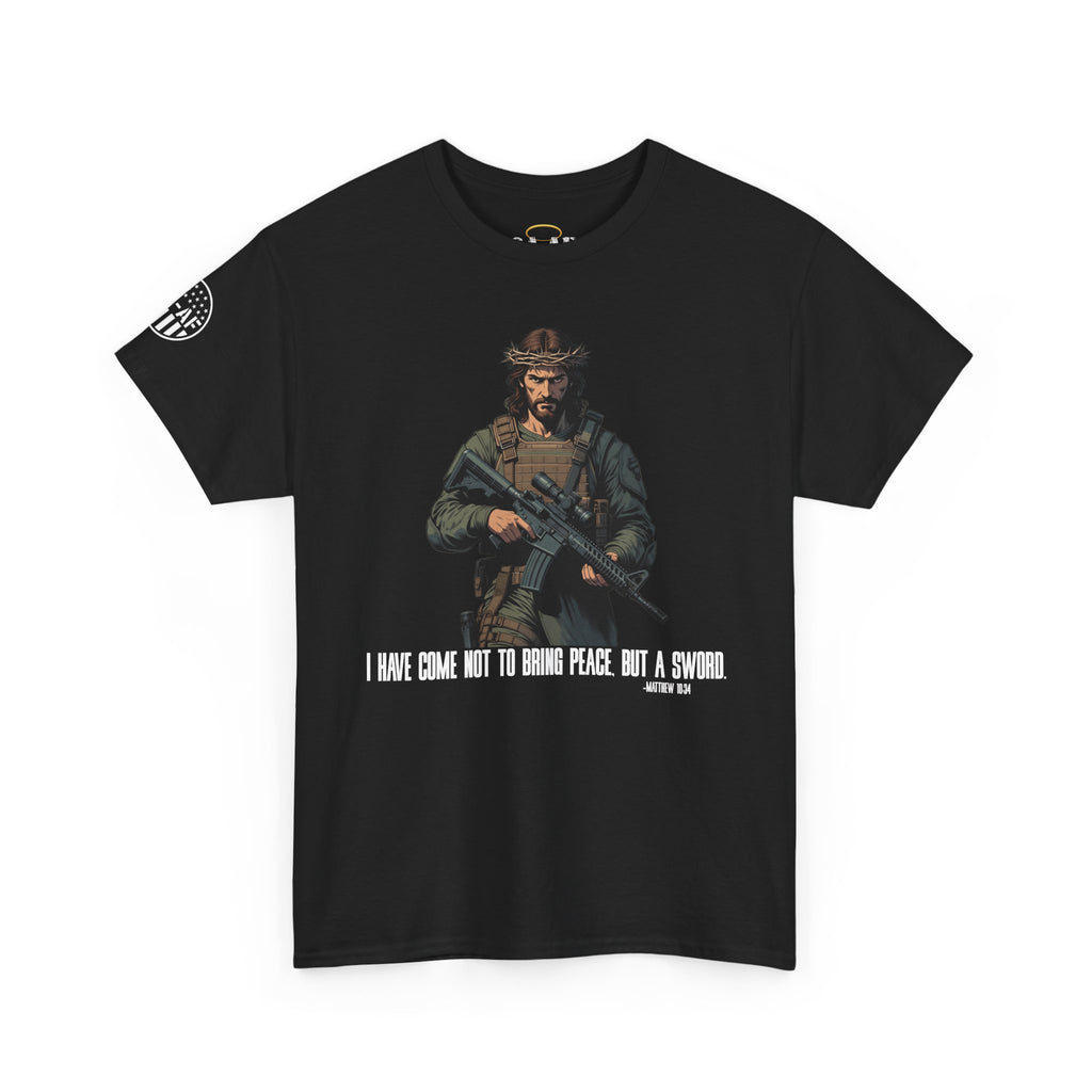 Matthew 10:34 Jesus with Rifle T-Shirt